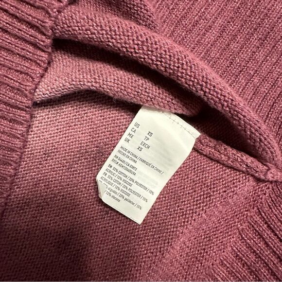 AEO Purple Ombré lace up neck cotton blend sweater - Picture 9 of 9